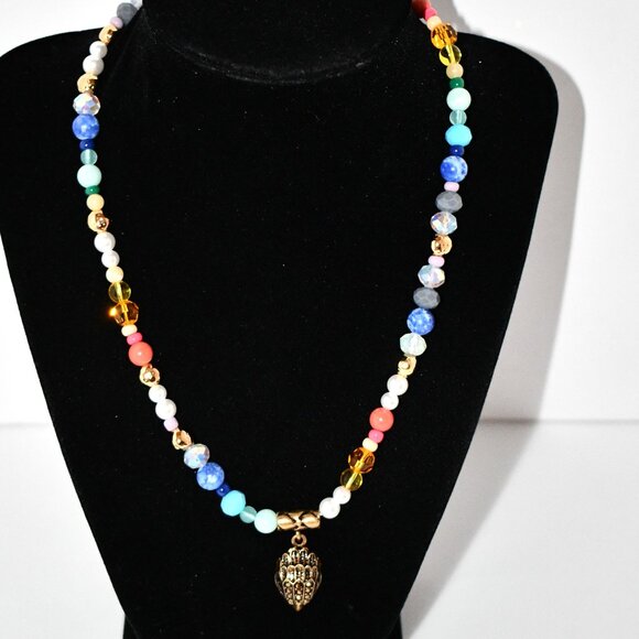 Kurt Geiger Beaded Eagle Head Pendant Necklace in Rainbow Multi #518207GLD966 NW - Picture 1 of 4